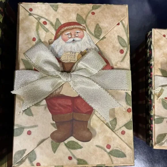 Set Of 3 Christmas Santa Nesting Gift Boxes Cardboard - Picture 3 of 16